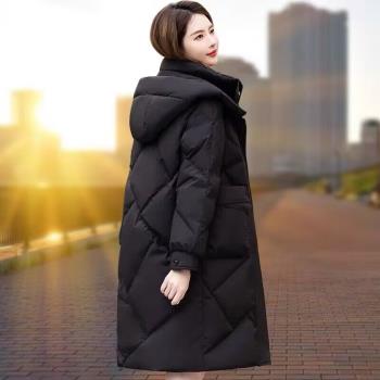 休閑白鴨絨羽絨服女中長款2025年冬季新款收腰修身顯瘦氣質外套潮