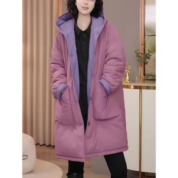 紫色棉服女夏季新款歐洲站潮時尚氣質洋氣加厚保暖舒適麵包服外套