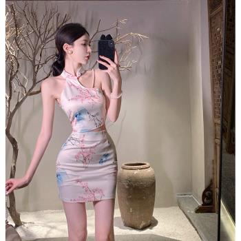 女裝夏季法式新中式國風改良旗袍高階感氣質小個子顯高兩件套裙潮