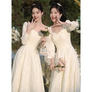 香檳色伴娘服2025新款春季婚禮晚禮服高階感姐妹服伴娘團禮服裙女