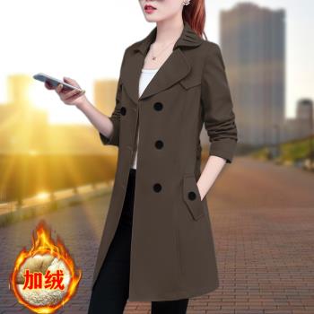 加絨風衣女春秋加厚2025年新款高階感氣質中長款女士顯瘦大碼外套