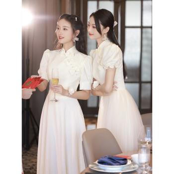 姐妹團冬季中式仙氣質長款伴娘服