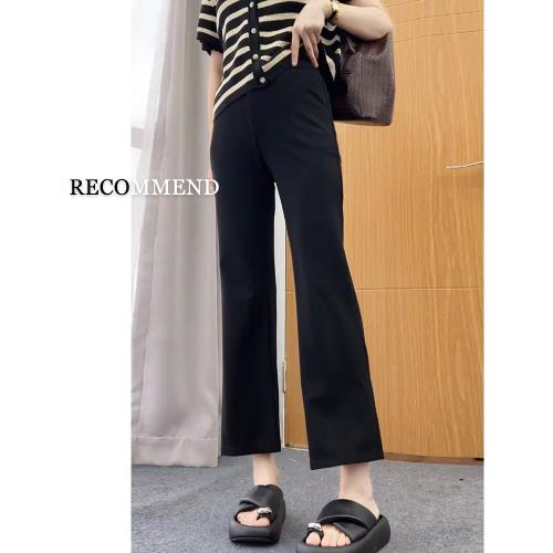 黑色九分微喇西裝褲女2025新款冬季大碼胖mm高腰顯瘦休閑褲小個子