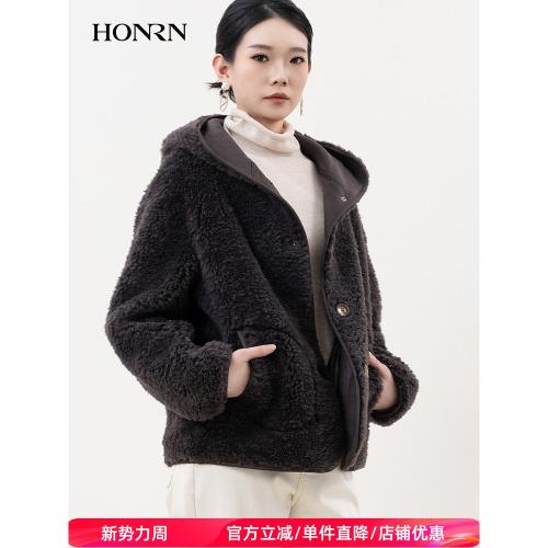 HONRN/紅人小個子搖粒絨復古保暖外套仿皮毛一體HJ59OS148