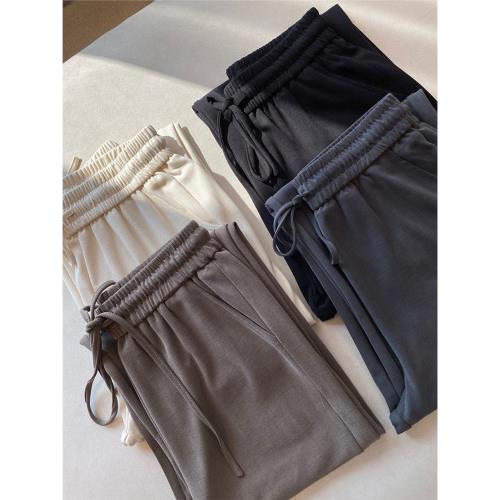 2024夏薄款大碼女裝垂感銅氨絲休閑闊腿褲胖mm遮肉顯瘦直筒拖地褲