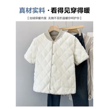 醫護值班打底半袖羽絨棉馬甲女冬立領護肩中老年內膽棉衣坎肩馬夾