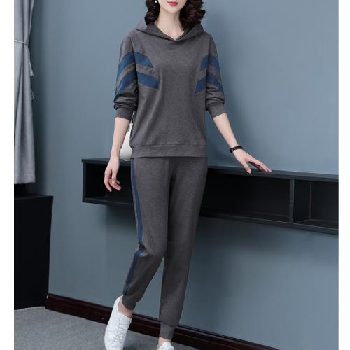 休閑運動服套裝女中年媽媽2025新款春秋裝純棉女士衛衣長褲兩件套