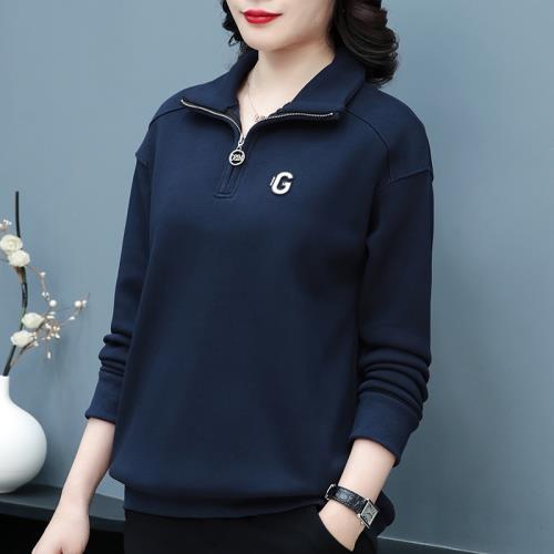 2025新款中年衛衣女加絨加厚秋冬寬松大碼媽媽時尚打底衫外穿上衣