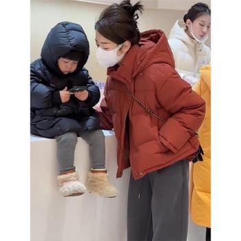 小個子短款羽絨棉服女加厚連帽冬季2025新款寬松高階感麵包服外套