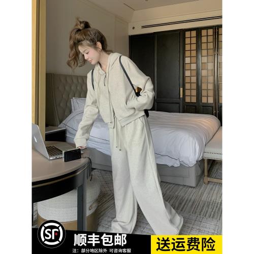 網紅爆款鹽甜系穿搭時尚運動套裝女春新款休閑顯瘦衛衣長褲兩件套