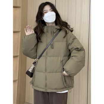 羽絨棉服女冬季2025年新款短款小個子時尚洋氣連帽加厚麵包服棉衣