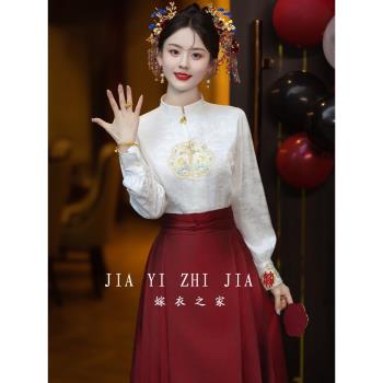 馬面裙套裝2025新款新娘新中式國風訂婚禮服小個子春夏敬酒服婚服