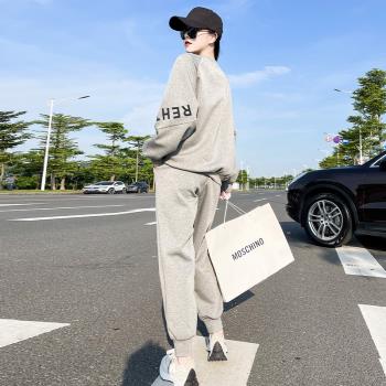 洋氣冬季灰色時尚運動衛衣套裝