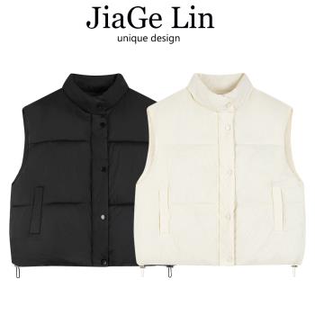 JiaGeLin小個子休閑短款羽絨馬甲背心女冬加厚保暖立領麵包服外套