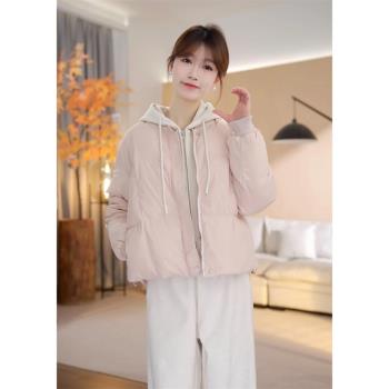 韓版簡約淺色系羽絨棉服女冬季小個子別致新款外套獨特超好看棉衣
