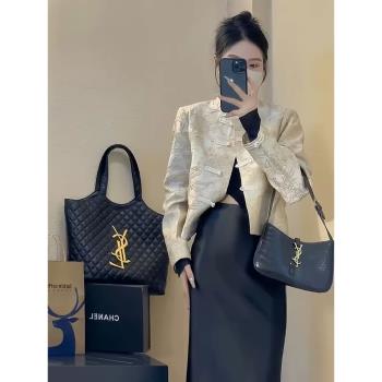 XZOXZO新中式國風盤扣外套套裝女春季端莊大氣女裝半身裙子兩件套