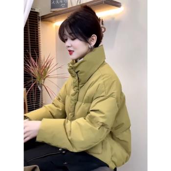 今年流行爆款小香風立領綠色保暖棉服女羽絨麵包服厚外套冬季新款