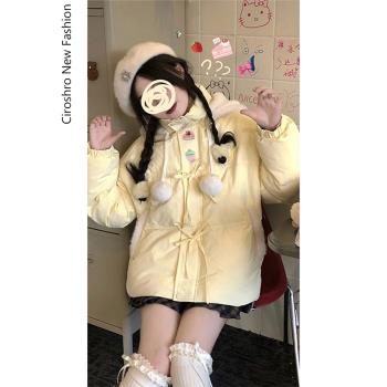 外套女秋冬季款韓版寬松棉襖草莓蛋糕刺繡麵包服外套加厚保暖棉服