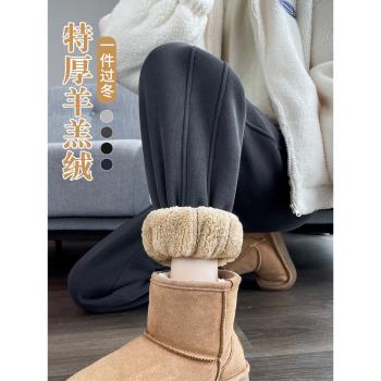 冬季加絨加厚褲子女秋冬2025新款羊羔絨保暖運動衛褲東北外穿棉褲