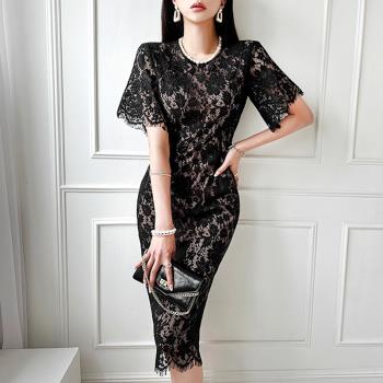 歐韓女裝新款高階禮服裙夏季韓版名媛女神氣質收腰性感包臀連衣裙