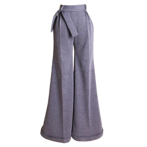 復古優雅修身喇叭加絨加厚衛褲長褲子外穿冬款高腰女休閑褲闊腿褲