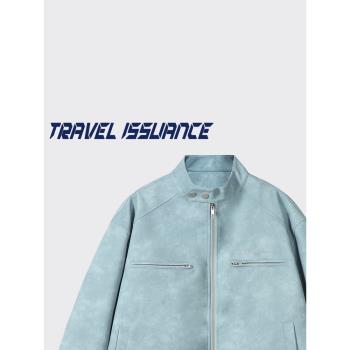 TRAVEL ISSUANCE 答案在路上 小眾高街字母刺繡寬松百搭皮衣外套