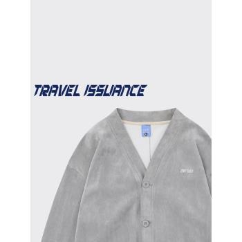 TRAVEL ISSUANCE 秋季刺繡字母印花寬松長袖ins開衫衛衣外套男女