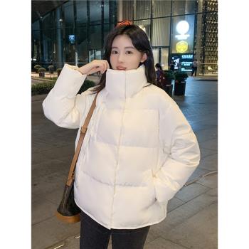 MJAE白色立領冬季寬松加厚羽絨服