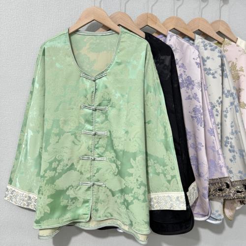 新中式國風提花外套女2024秋季新款復古盤扣上衣寬松顯瘦長袖外套