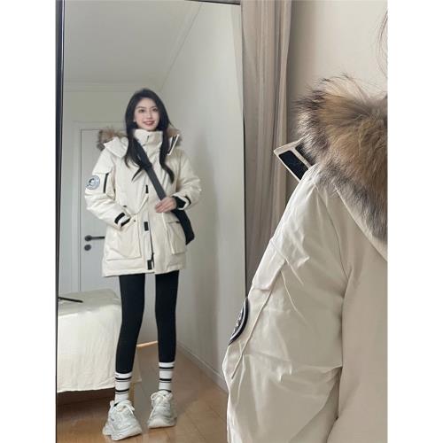 韓系大毛領工裝派克服夾克女冬季機能風高級感加厚保暖棉服外套潮