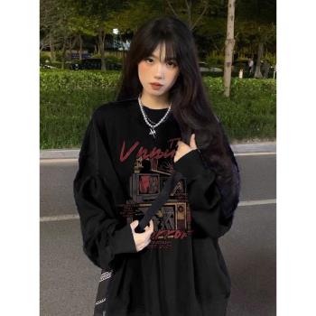 純棉銀狐絨加厚潮牌無帽衛衣女美式高街oversize設計感小眾上衣冬