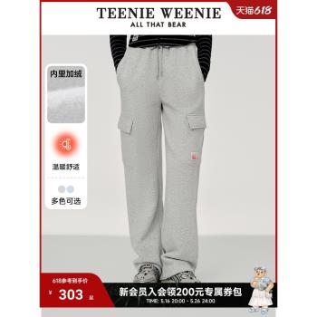 TeenieWeenie小熊女裝休閑褲冬季簡約學院戶外運動加絨時尚工裝褲