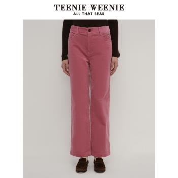 TeenieWeenie小熊秋冬燈芯絨直筒褲空氣洗長褲復古時髦女