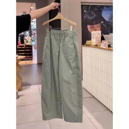 綠色高腰百搭女2025夏季歐貨爆款梨形身材小個子寬松顯瘦休閑穿搭