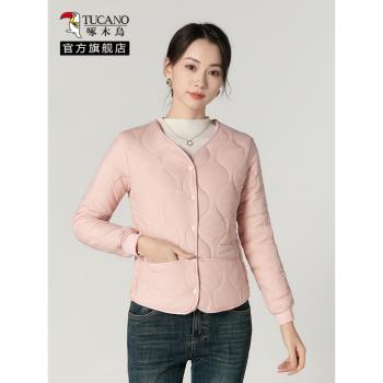 啄木鳥羽絨棉服內膽女修身2024冬新款加絨加厚棉衣中老年保暖棉襖
