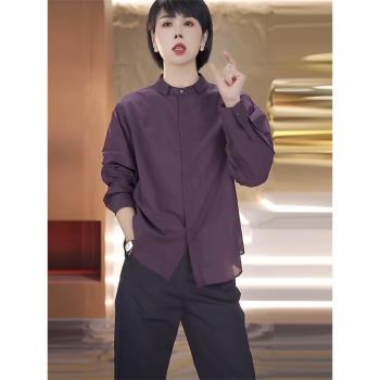 春季女裝2025新款上衣時尚寬松薄款長袖小翻領襯衫氣質休閑襯衣女