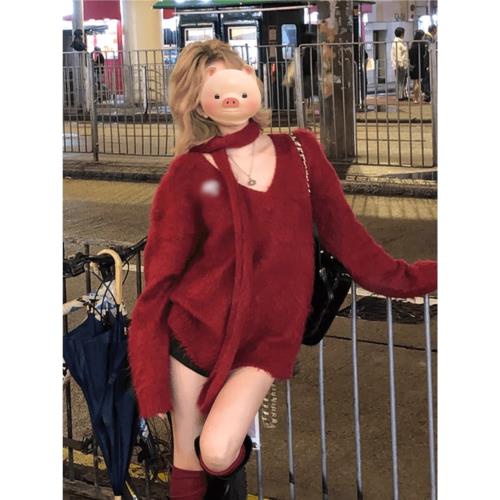 小個子紅色毛衣女秋冬季2024新款爆款內搭打底針織衫上衣韓系穿搭