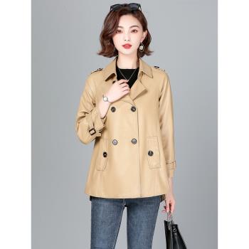 真皮皮衣女短款2025春季新款大碼海寧綿羊皮皮夾克韓版寬松外套潮