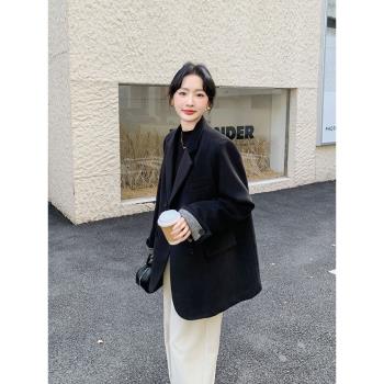 黑色短款內膽羽絨服西裝外套2025新款女冬高級感今年流行加厚大衣