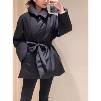 竇禾女裝2024年秋冬季新款絲羊毛精紡平紋布中長款羽絨服D2143601