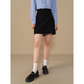 獨束大碼女裝高腰格紋半身裙2024冬季新款復古百搭通勤A字版短裙