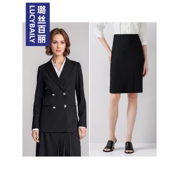 璐絲百麗西裝外套女氣質通勤休閑職業裝黑色面試高階感西服套裝