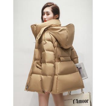 古弄高品質白鴨絨羽絨服女中長款小個子冬季2024新款洋氣獨特別致