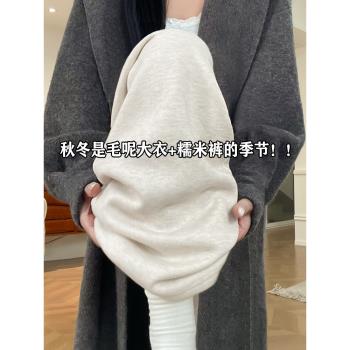 加絨白色褲子女秋冬2025新款今年流行爆款寬松bf慵懶風垂感糯米褲