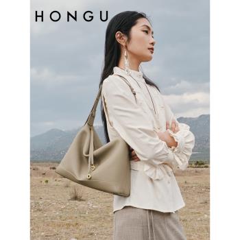 (免運)紅谷包包女2025新款真皮單肩腋下包通勤上班牛皮hobo包斜挎女士包