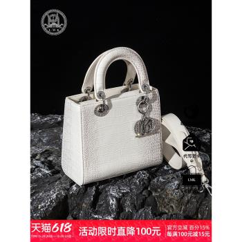 (免運)法國LMK品牌輕奢真皮女包包高階感小眾手提包戴妃包女生生日禮物