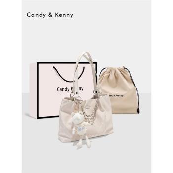 (免運)官網Candy&Kenny簡約菱格托特包女2024新款百搭通勤單肩腋下包包