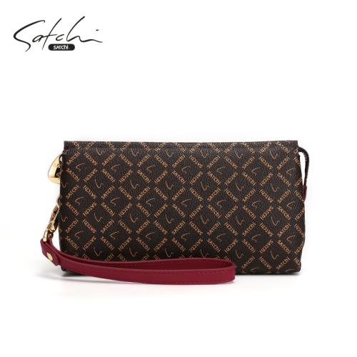 (免運)SATCHI/沙馳手拿包時尚PVC女包大容量多隔層耐用手機包送老婆
