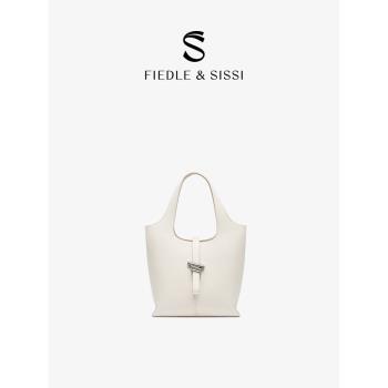 (免運)fiedlesissi/菲德茜茜 風鈴包菜籃子包真皮手提包質感斜挎水桶包