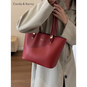 (免運)官網Candy&Kenny紅色婚包包女2024新款高階感大容量新娘包托特包